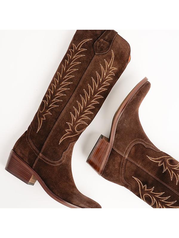 Penelope Chilvers Women's Blanca Suede Embroidered Boots - Bitter Chocolate Image 5