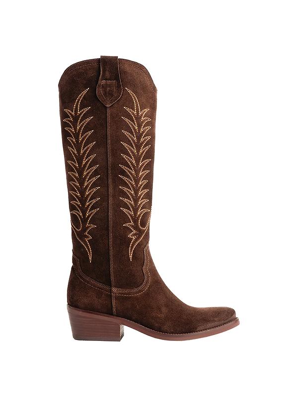 Penelope Chilvers Women's Blanca Suede Embroidered Boots - Bitter Chocolate Image 1