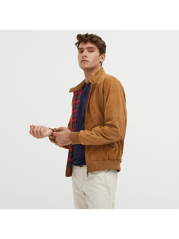 Baracuta Men's G9 Suede Harrington Jacket - Tobacco Image 2