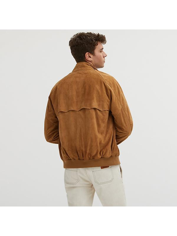 Baracuta Men's G9 Suede Harrington Jacket - Tobacco Image 4