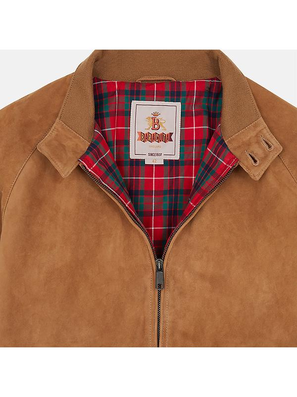 Baracuta Men's G9 Suede Harrington Jacket - Tobacco Image 6