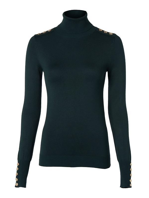 Product image of Holland Cooper Women's Buttoned Knit Roll Neck - Deep Emerald