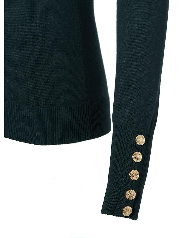 Holland Cooper Women's Buttoned Knit Roll Neck - Deep Emerald Image 2