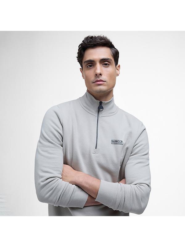 Barbour International Men's Essential Half Zip Sweatshirt - Concrete Image 5