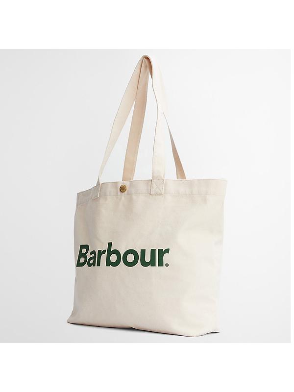 Barbour Logo Tote Bag - Ecru/Barbour Green Image 3