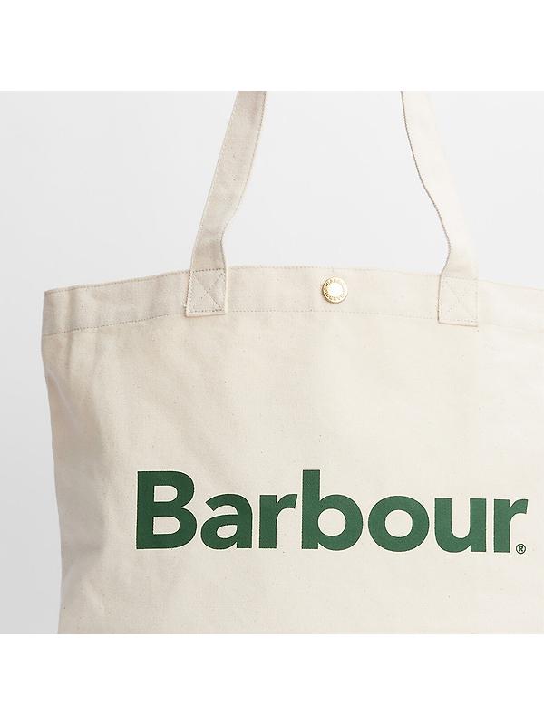 Barbour Logo Tote Bag - Ecru/Barbour Green Image 5