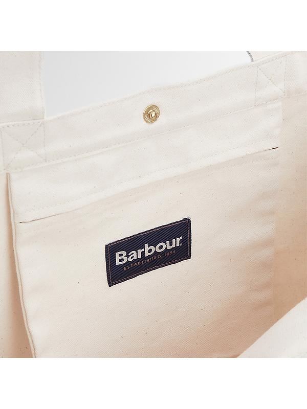 Barbour Logo Tote Bag - Ecru/Barbour Green Image 7