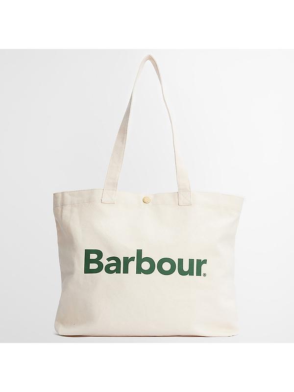 Barbour Logo Tote Bag - Ecru/Barbour Green Image 8