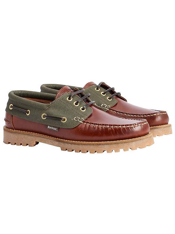 Barbour Men's Deck Boat Shoes - Mahogany Image 1