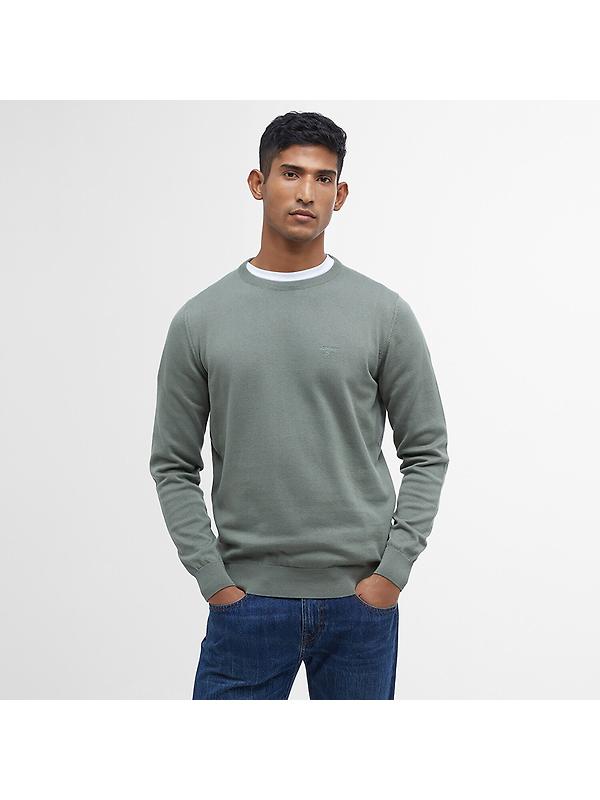 Barbour Men's Pima Crew Neck Jumper - Agave Green Image 2
