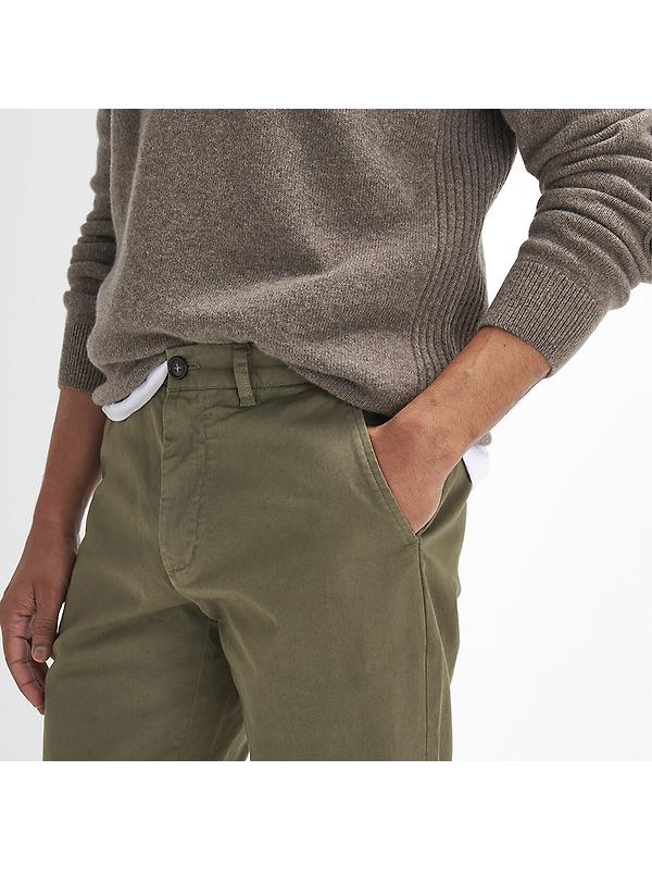 Barbour Men's Washed Stretch Tailored Trousers - Olive Image 6