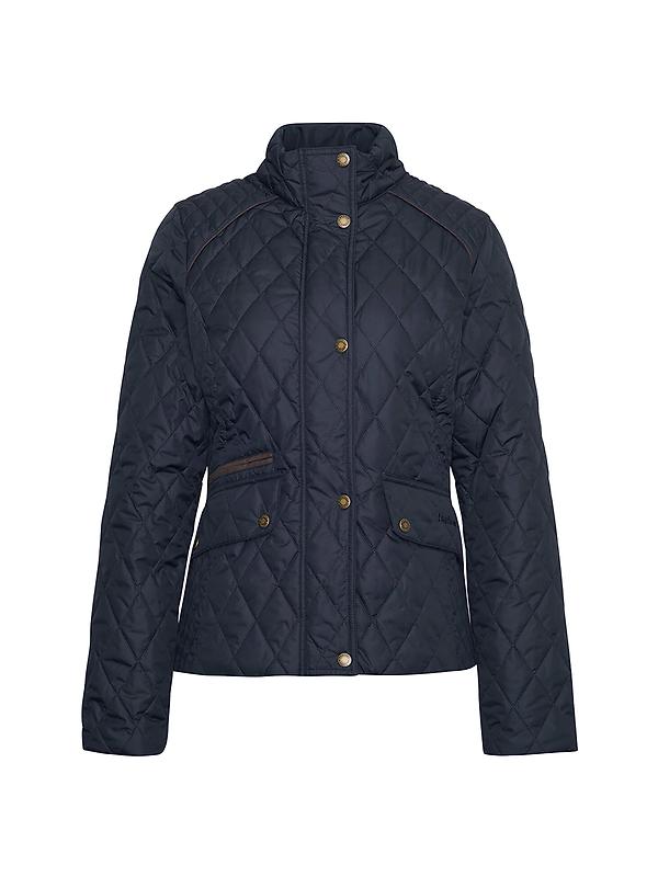 Barbour Women's Crawford Cavalry Quilted Jacket - Dark Navy/Ancient Tartan Product Image