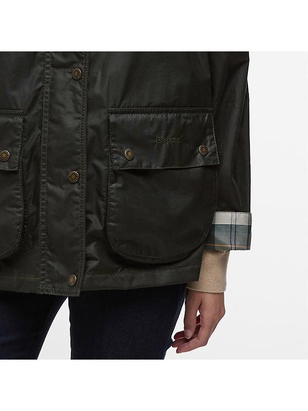 Barbour Women's Hollies Wax Jacket - Archive Olive/Ancient Tartan Image 6