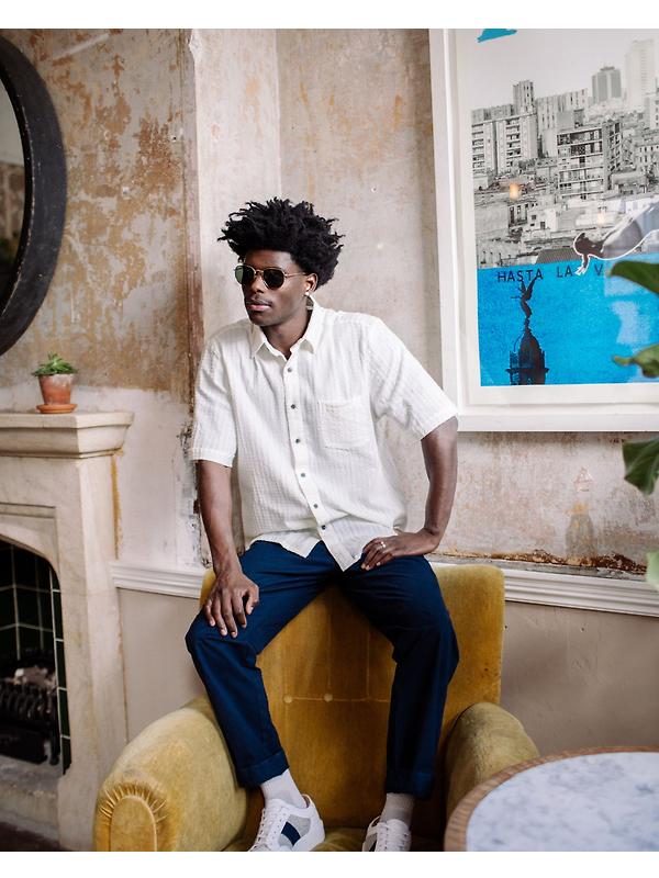 Peregrine Men's Made In England Beach Shirt - White Stripe Image 8