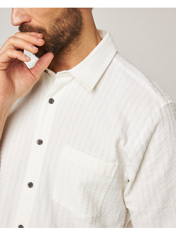 Peregrine Men's Made In England Beach Shirt - White Stripe Image 7