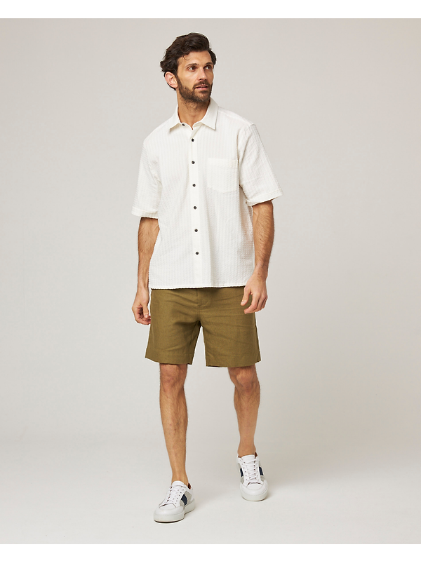 Peregrine Men's Made In England Beach Shirt - White Stripe Image 3