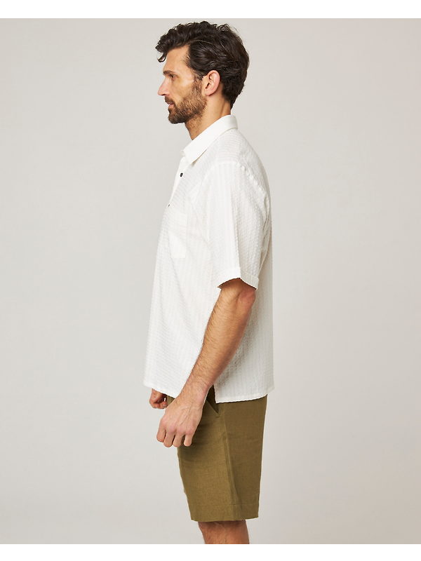 Peregrine Men's Made In England Beach Shirt - White Stripe Image 4