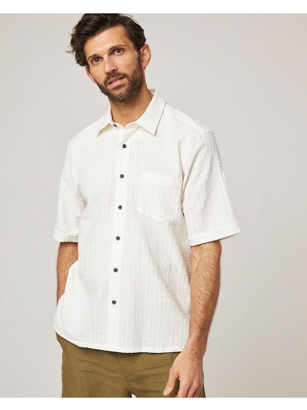 Peregrine Men's Made In England Beach Shirt - White Stripe Image 2