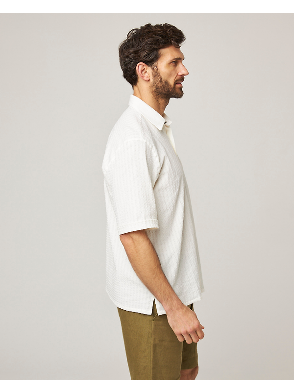 Peregrine Men's Made In England Beach Shirt - White Stripe Image 5