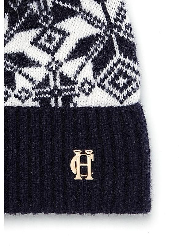 Holland Cooper Beatrice Beanie Bobble Hat - Ink Navy Cream Image 2