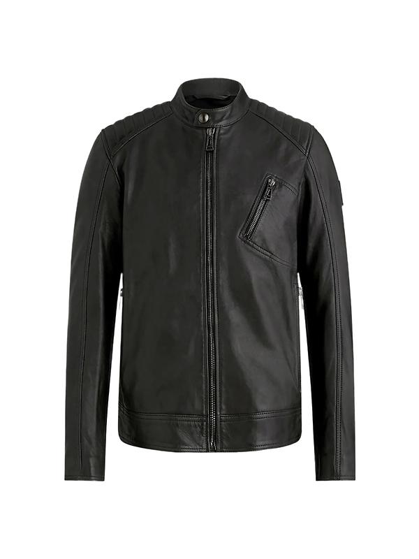 Belstaff Men's Cheviot Leather V Racer Jacket - Black Product Image
