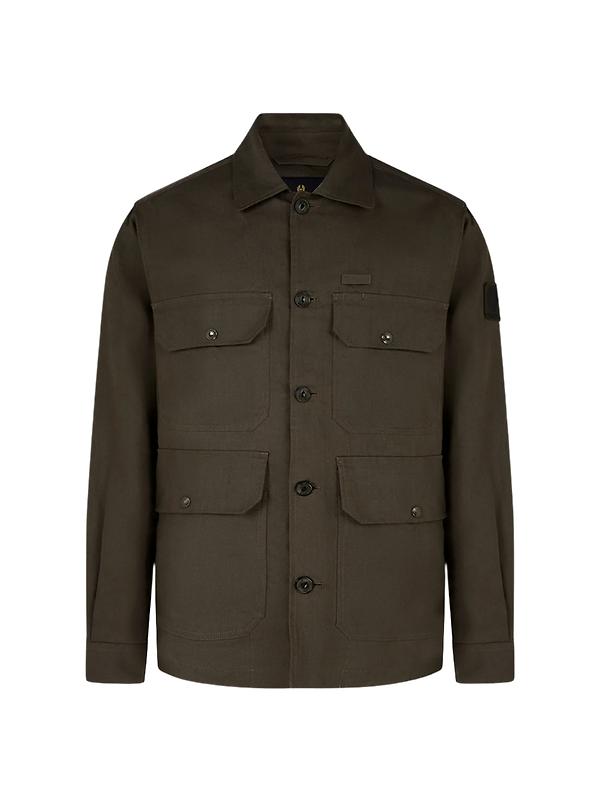 Product image of Belstaff Men's Tumbled Linen Forge Overshirt - Army Olive
