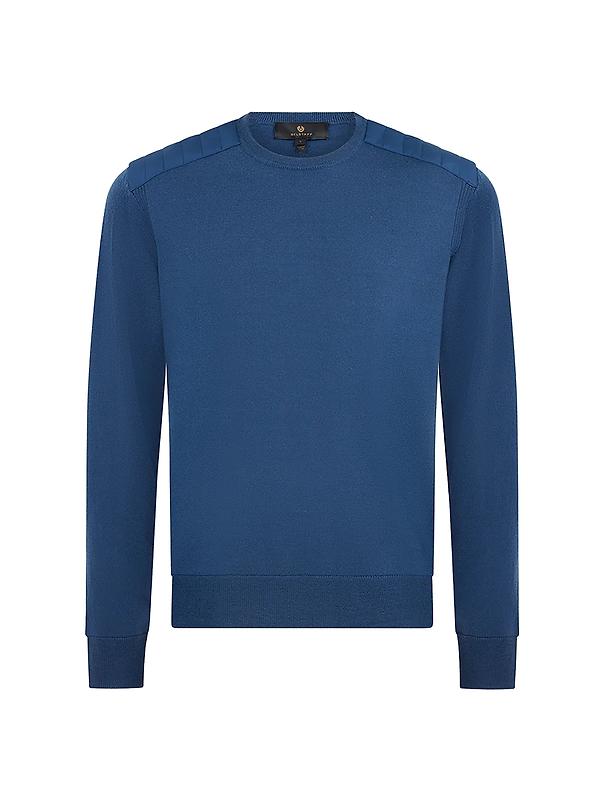 Product image of Belstaff Men's Merino Wool Kerrigan Crew Neck Jumper - Insignia Blue