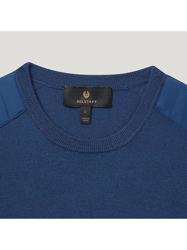 Belstaff Men's Merino Wool Kerrigan Crew Neck Jumper - Insignia Blue Image 2