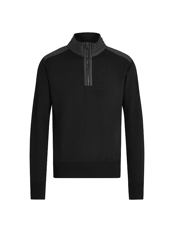 Belstaff Men's Merino Wool Kilmington Quarter Zip Jumper - Black Product Image