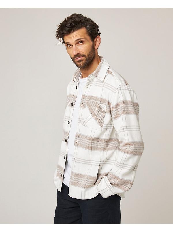 Peregrine Men's Made In England Blunt Overshirt - White Grid Image 2