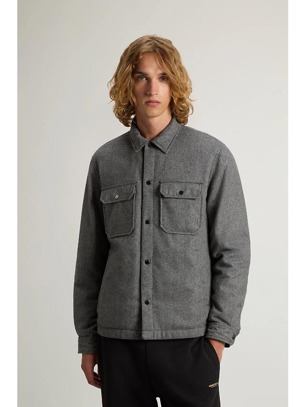 Woolrich Men's Wool Check Alaskan Shirt Jacket - Herringbone Grey Image 2