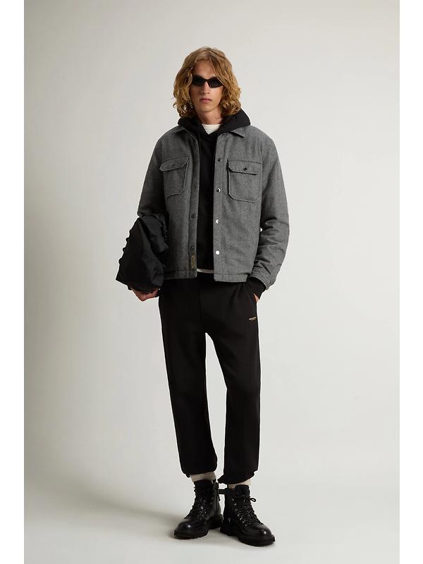 Woolrich Men's Wool Check Alaskan Shirt Jacket - Herringbone Grey Image 3