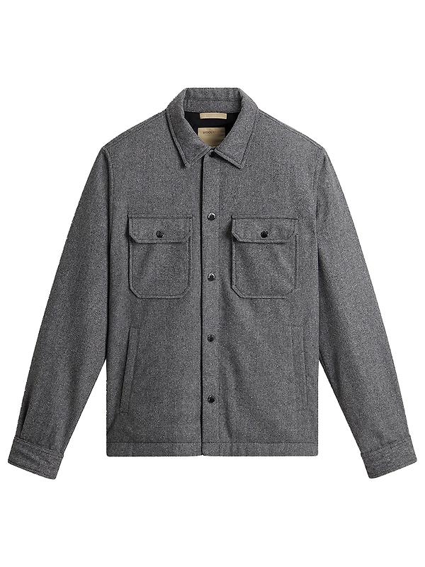 Woolrich Men's Wool Check Alaskan Shirt Jacket - Herringbone Grey Image 1