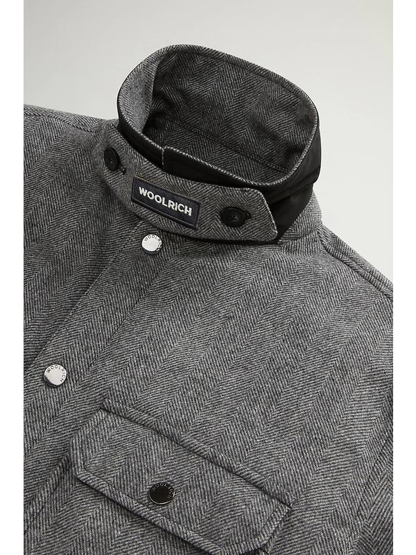 Woolrich Men's Wool Check Alaskan Shirt Jacket - Herringbone Grey Image 6