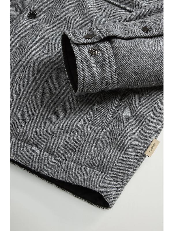 Woolrich Men's Wool Check Alaskan Shirt Jacket - Herringbone Grey Image 7