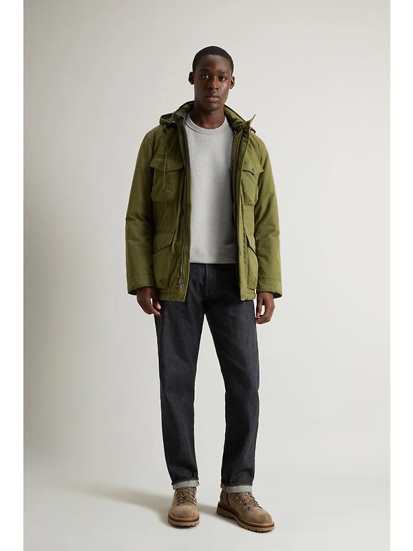 Woolrich Men's Logo Script Cotton Fleece Crewneck - Light Grey Melange Image 4