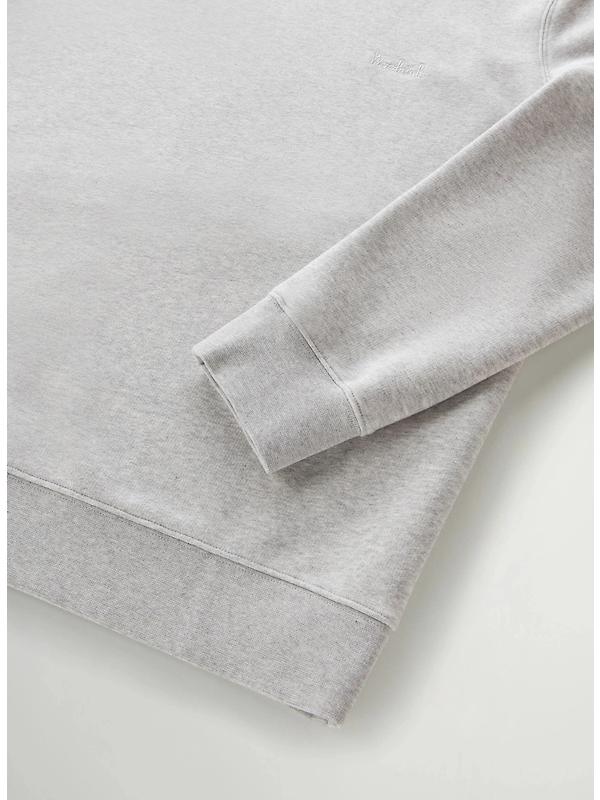 Woolrich Men's Logo Script Cotton Fleece Crewneck - Light Grey Melange Image 6