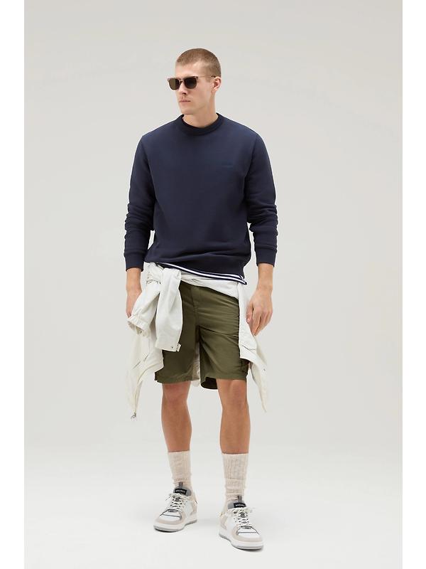 Woolrich Men's Logo Script Cotton Fleece Crewneck - Melton Blue Image 5