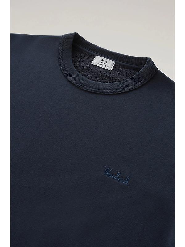 Woolrich Men's Logo Script Cotton Fleece Crewneck - Melton Blue Image 7