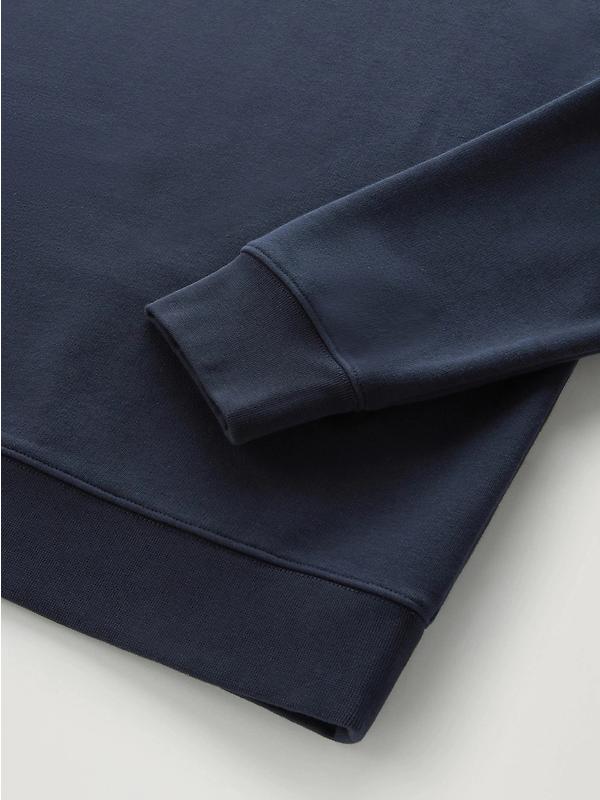 Woolrich Men's Logo Script Cotton Fleece Crewneck - Melton Blue Image 6