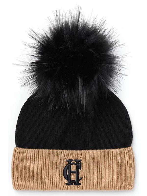 Product image of Holland Cooper Chelsea Merino Beanie Bobble Hat - Black