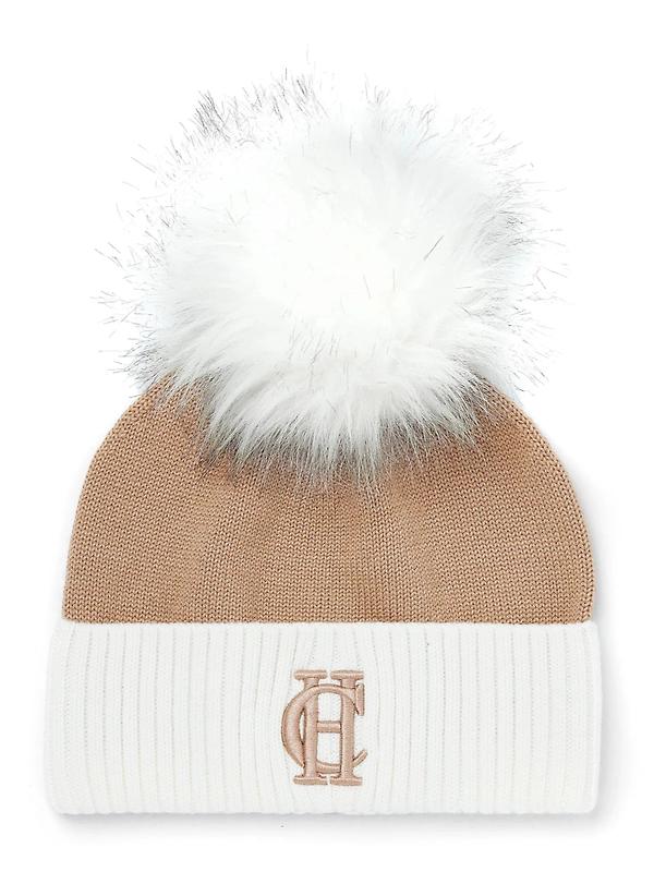 Product image of Holland Cooper Chelsea Merino Beanie Bobble Hat - Camel