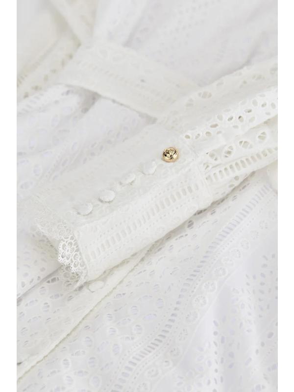 Holland Cooper Women's Collarless Broderie Mini Dress - White Image 8