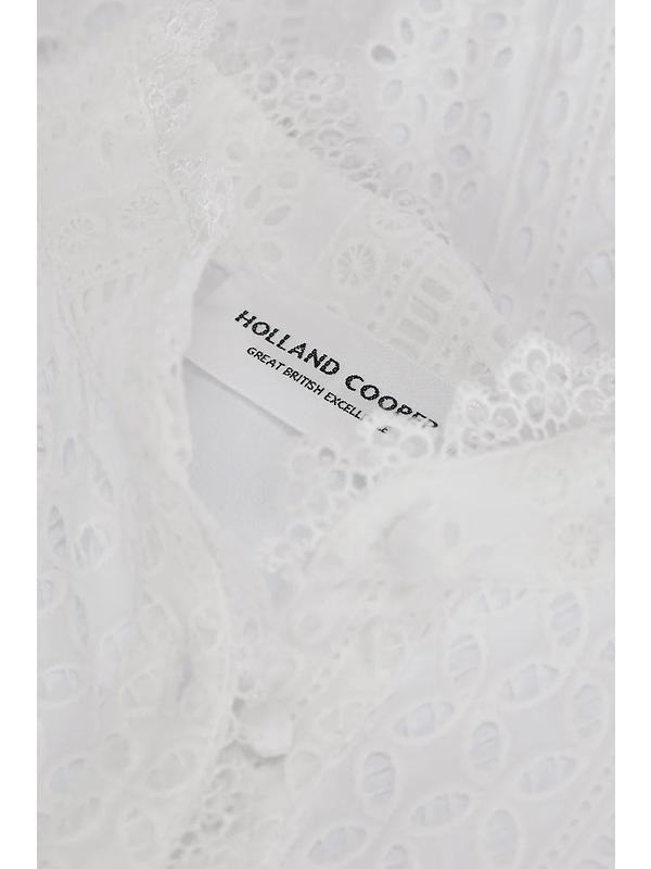 Holland Cooper Women's Collarless Broderie Mini Dress - White Image 6