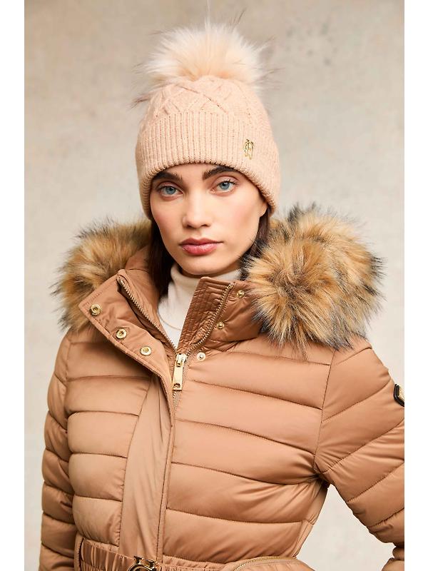 Holland Cooper Cortina Beanie Bobble Hat - Camel Champagne Image 3