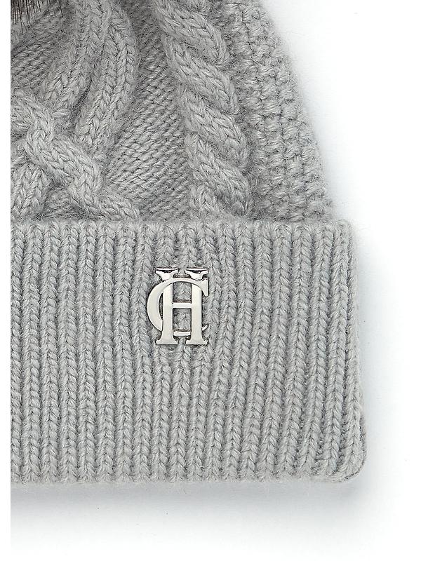 Holland Cooper Cortina Beanie Bobble Hat - Soft Grey Image 2