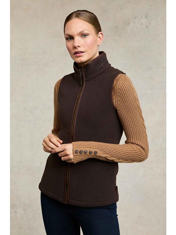 Holland Cooper Women's Country Fleece Gilet - Chocolate Image 3