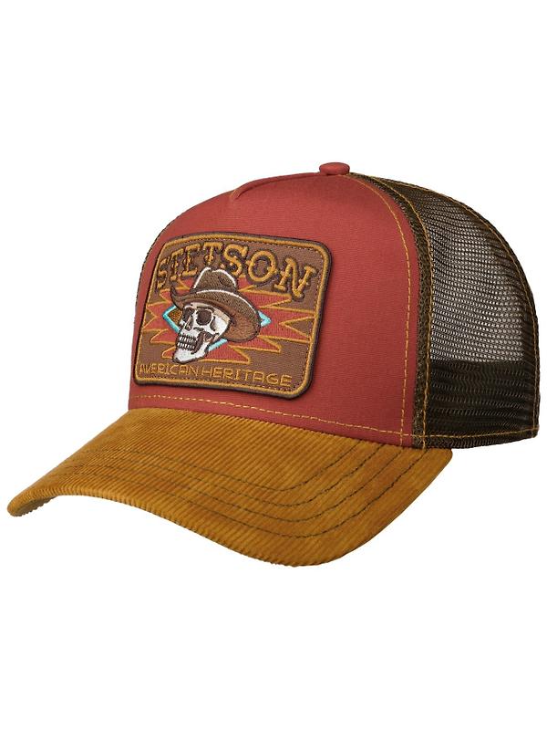 Stetson Cowboy Skull Trucker Cap - Red Product Image