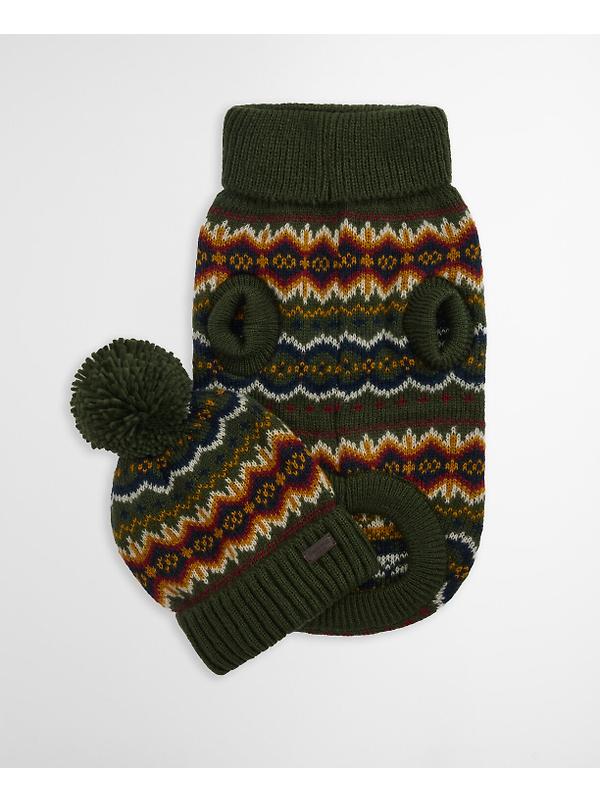 Barbour Case Fair Isle Dog Gift Set - Olive Image 3