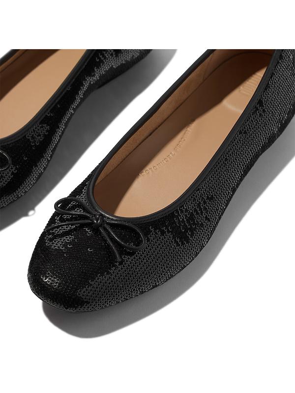 FitFlop Women's DELICATO Bow Sequin Ballet Flats - Black Image 3